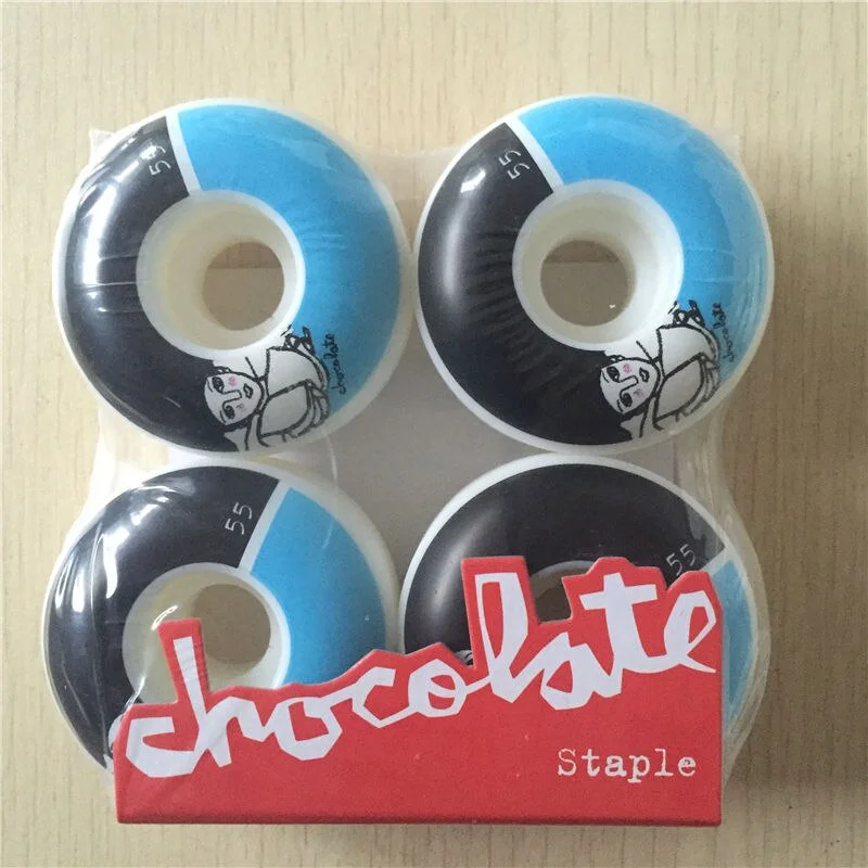 4Pcs/set 53mm 55mm 101A USA Chocolate Pro Skateboard Wheels for Skateboard Deck White PU Lean Shape Rodas De Skate