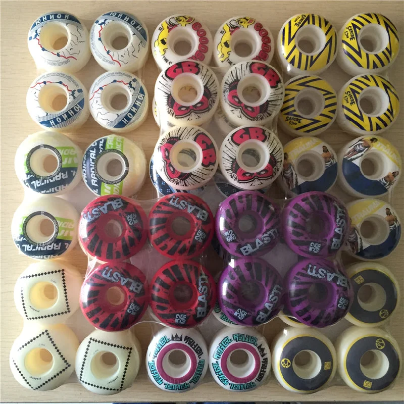 51mm-55mm Free Shipping brand mix Skateboard Wheels  PU Skate Wheels  White  multi size 101A  2 Wheels SKateboard Rodas De Skate