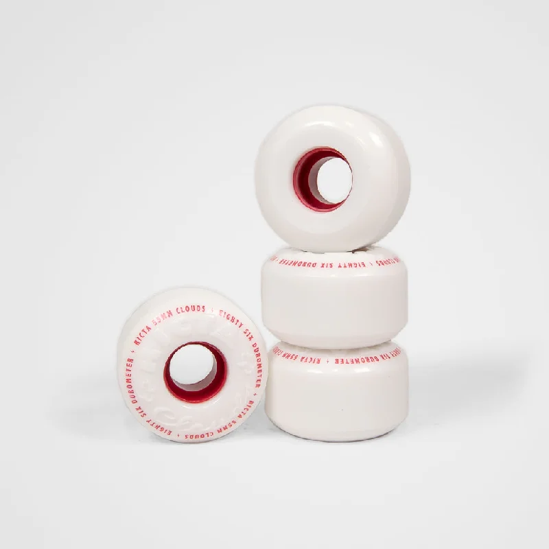 Ricta Wheels - 55mm (86a) Wide Clouds Skateboard Wheels - White / Red