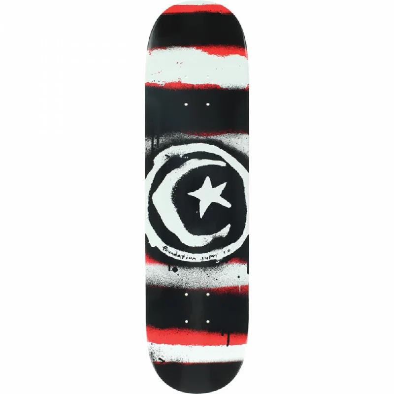 Foundation Star & Moon Distress 8.0" Red Skateboard Deck