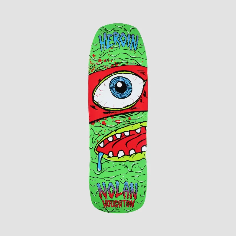 Heroin Nolan Mutation Shovel Nose Skateboard Deck Dipped Fluorescent Green - 10.1"