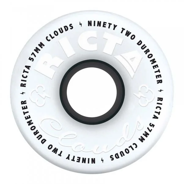 Ricta Clouds 92a Skateboard Wheels White Black 56mm