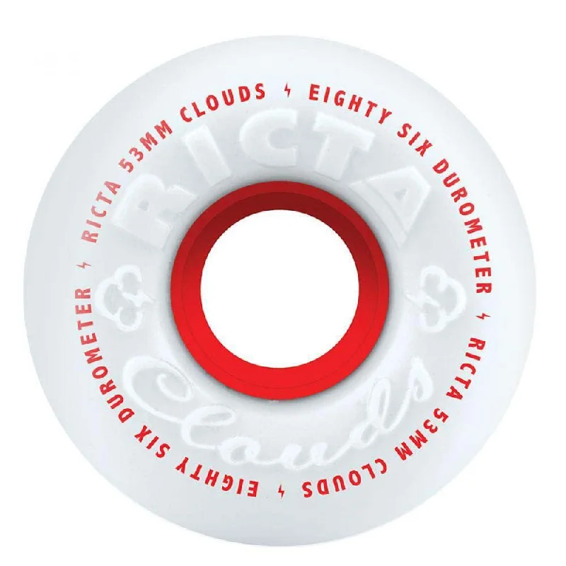 Ricta Clouds Skateboard Wheels 86A White Red 53mm