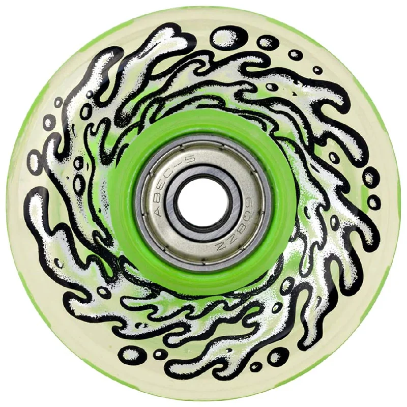 Slime Balls Wheels And Bearings OG Slime Skateboard Wheels 78A Light Up Green/Clear 60mm