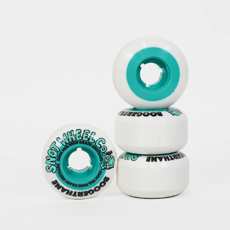 Snot Wheels Co. - 52mm (101a) Boogerthane Skateboard Wheels - White / Teal