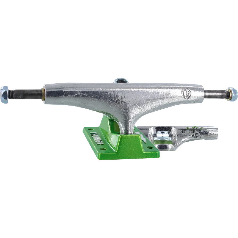 Thunder Brevard Stamped Polished/Green Skateboard Trucks