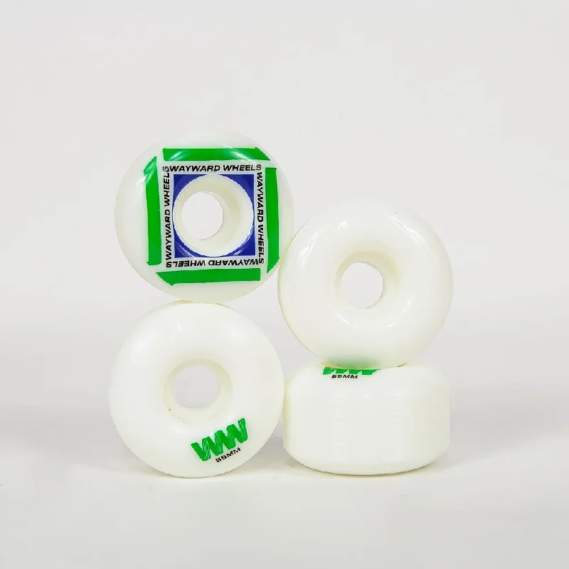 Wayward Wheels - 55mm (101a) H-Cut Waypoint Skateboard Wheels - White / Green