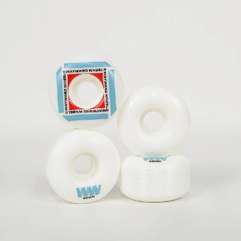 Wayward Wheels - 56mm (101a) H-Cut Waypoint Skateboard Wheels - White / Blue