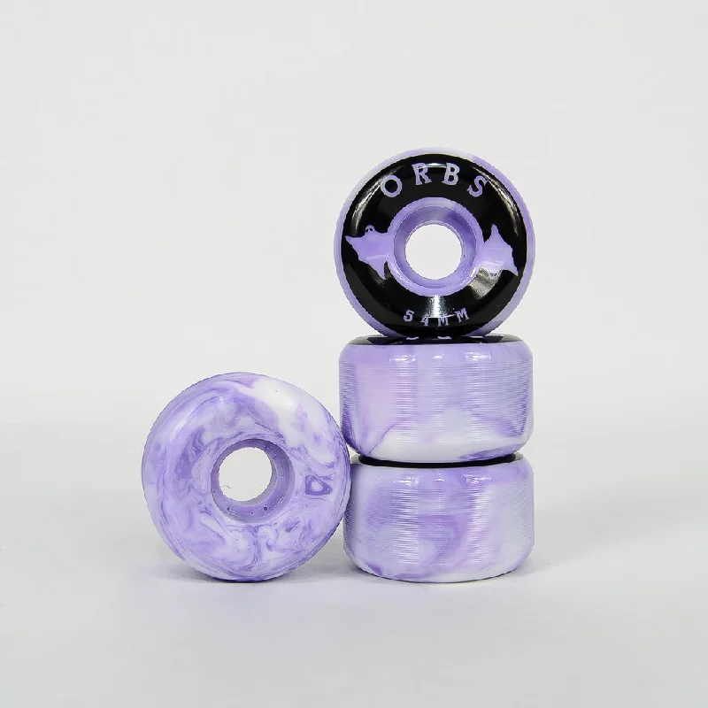 Welcome Skateboards - 54mm (99a) Orbs Specter Swirls Wheels - Purple / White